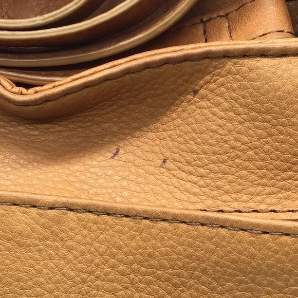 American Leather Co Caramel Brown Pebble Leather Shoulder Bag - Picture 5 of 13